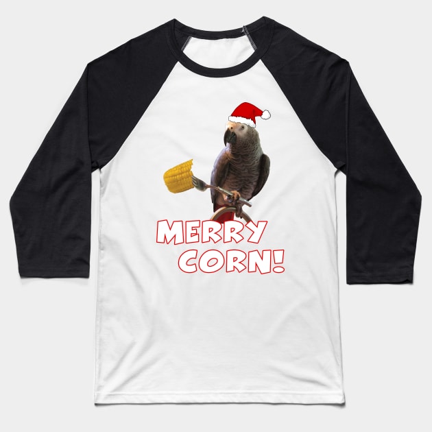 African Grey Parrot Holiday Christmas Santa Baseball T-Shirt by Einstein Parrot